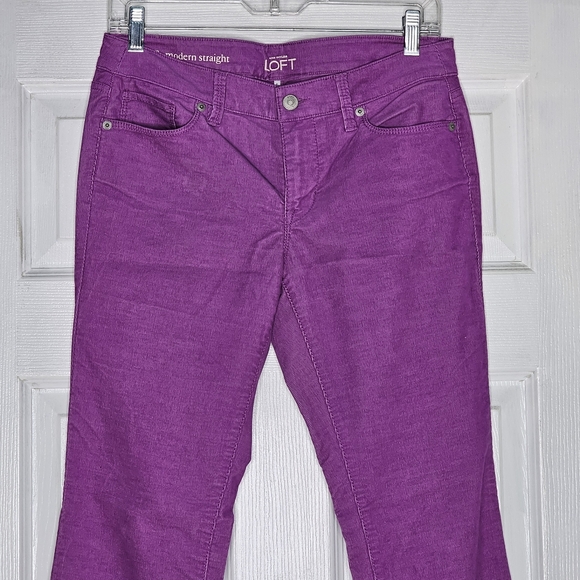 Loft Corduroy Modern Straight Pants Magenta 6P - Picture 2 of 13